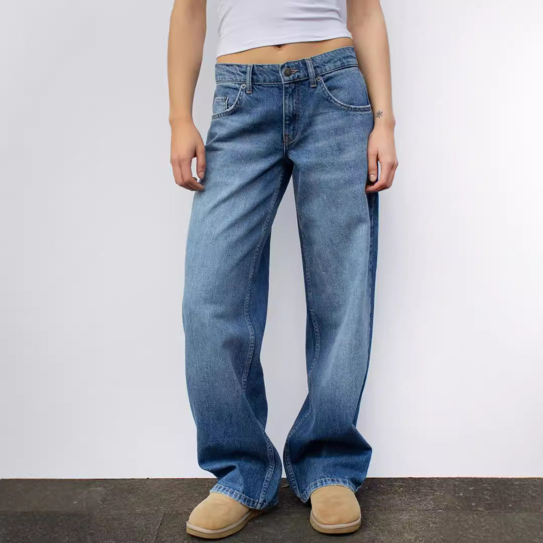 Damen Modische Weitjeans mit hohem Bund und vielseitigem Schnitt R&B