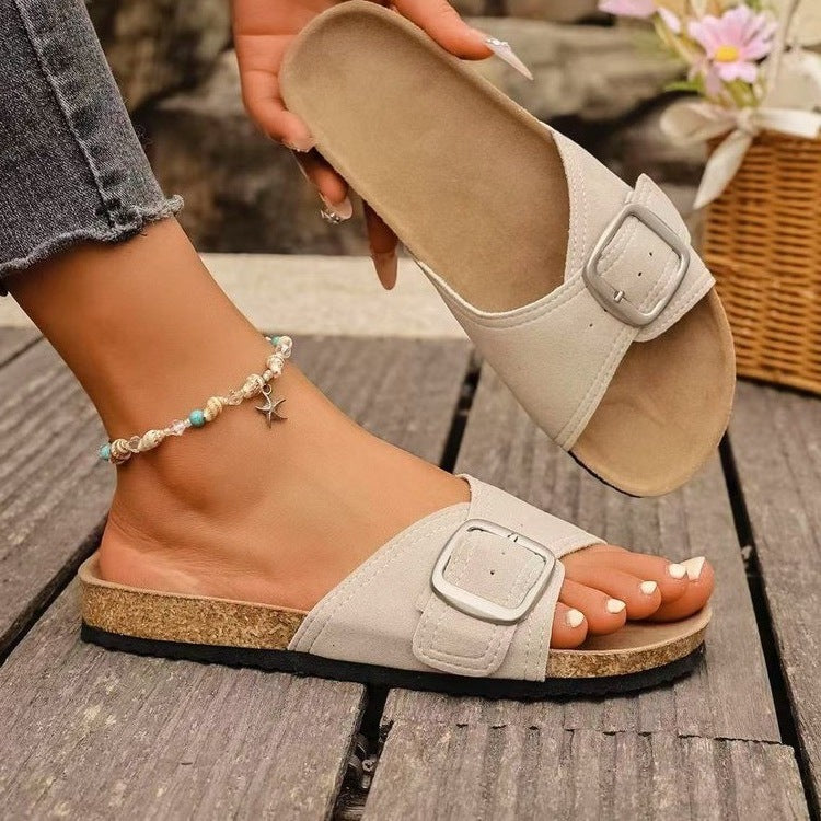 Damen komfortable Riemchensandalen mit modischem Schnallen-Design R&B