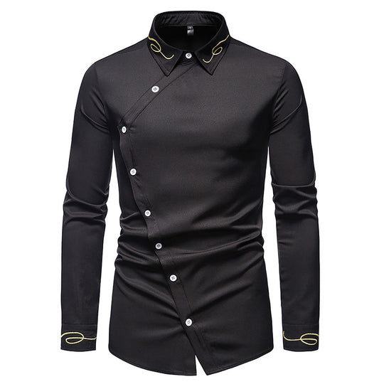 Herren Elegantes Langarmhemd mit dekorativen Knopfdetails R&B