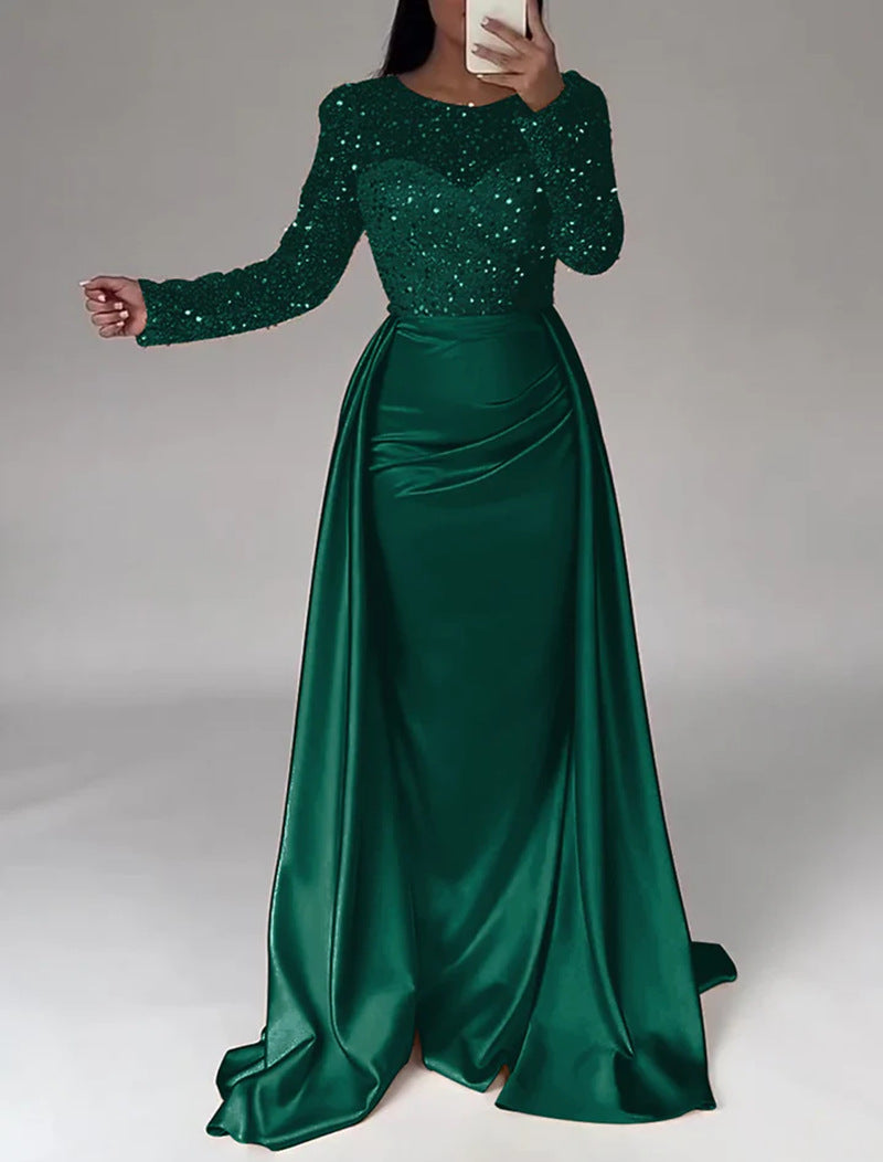 Damen Elegantes Abendkleid mit Glitzerdetails und fließendem Stoff EB