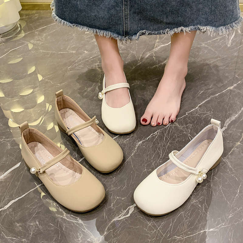 Damen Ballerinas mit elegantem Riemen und Perlendetails