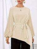 Damen Elegantes Wickelbluse mit langen Ärmeln