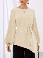 Damen Elegantes Wickelbluse mit langen Ärmeln