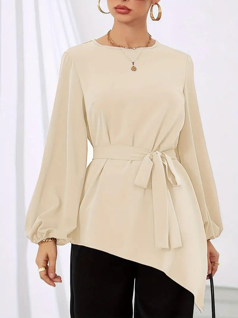 Damen Elegantes Wickelbluse mit langen Ärmeln