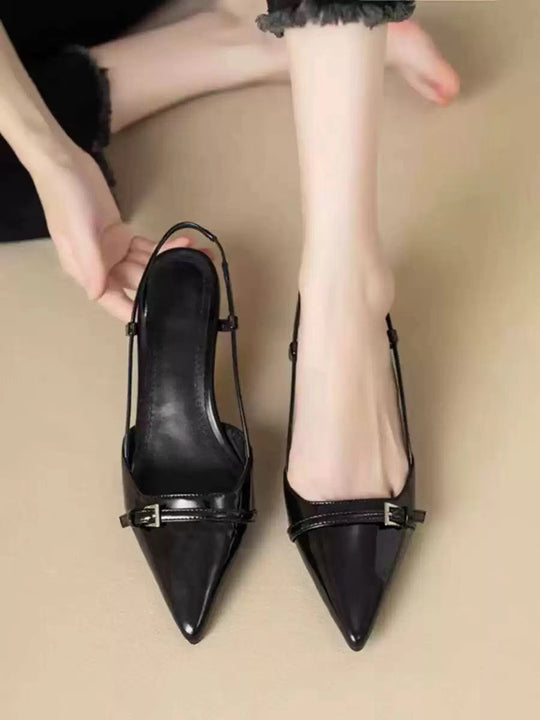 Damen Elegante Slingback-Ballerinas mit spitzem Zehenbereich und verstellbarem Riemen R&B