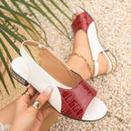 Damen Slingback Sandalen mit modischem Croco-Design und eleganter Absatzdekor