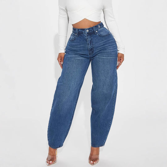 Damen Bequeme Hochtaillierte Jeans mit weitem Schnitt R&B