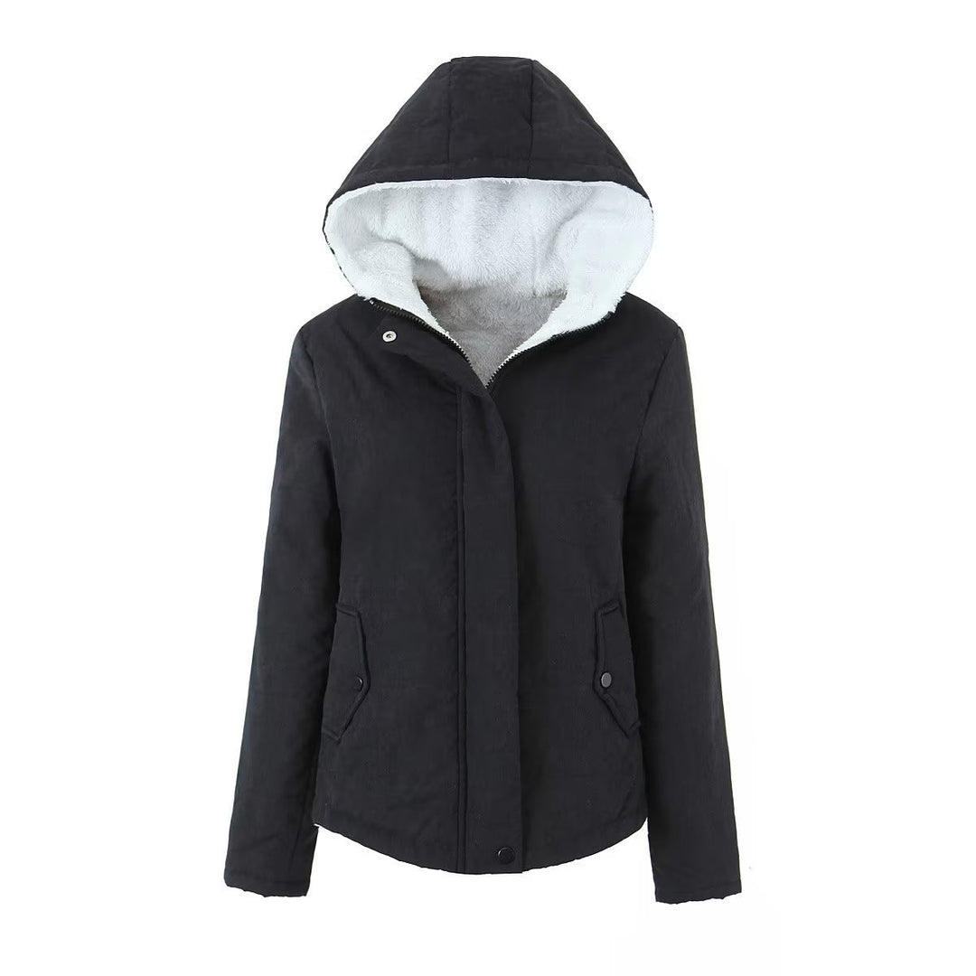 Damen gesteppte Winterjacke mit Kapuze und warmem Innenfutter R&B