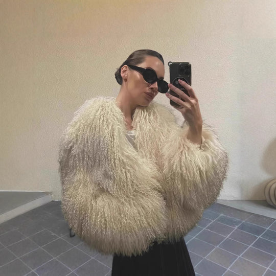 Damen luxuriöse Kunstpelzjacke R&B