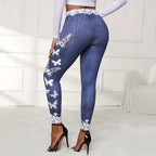 Damen Leggings mit hohem Taillenbund und femininen Spitzenakzenten R&B