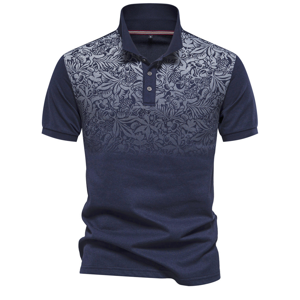 Herren Poloshirt mit floralen Ornamenten und klassischem Kragen R&B