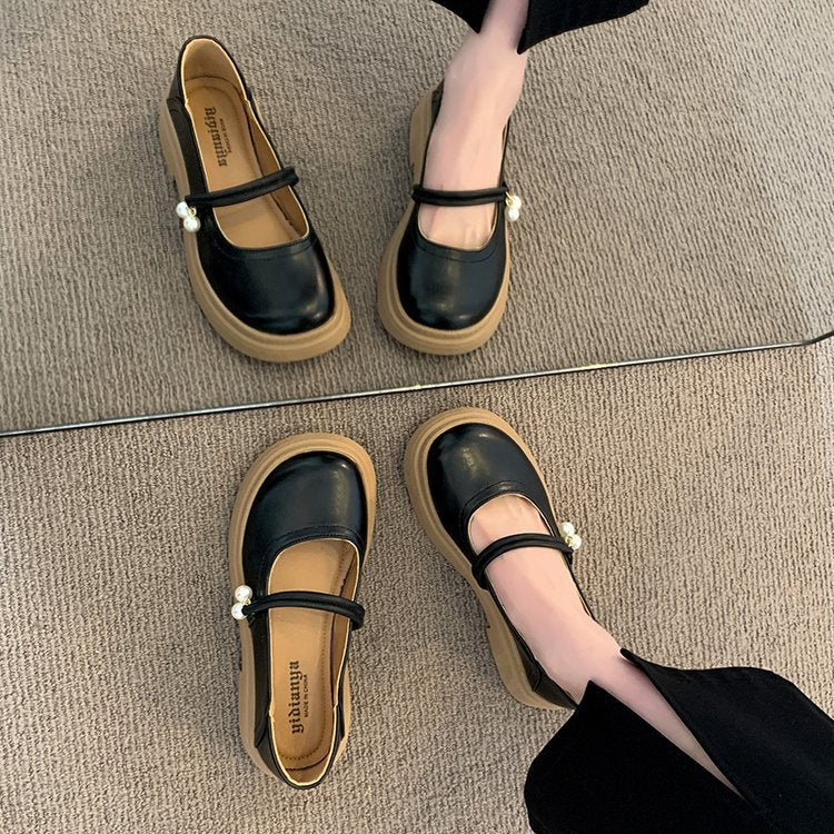 Damen elegante Mary Jane Schuhe mit modischen Perlenakzenten R&B