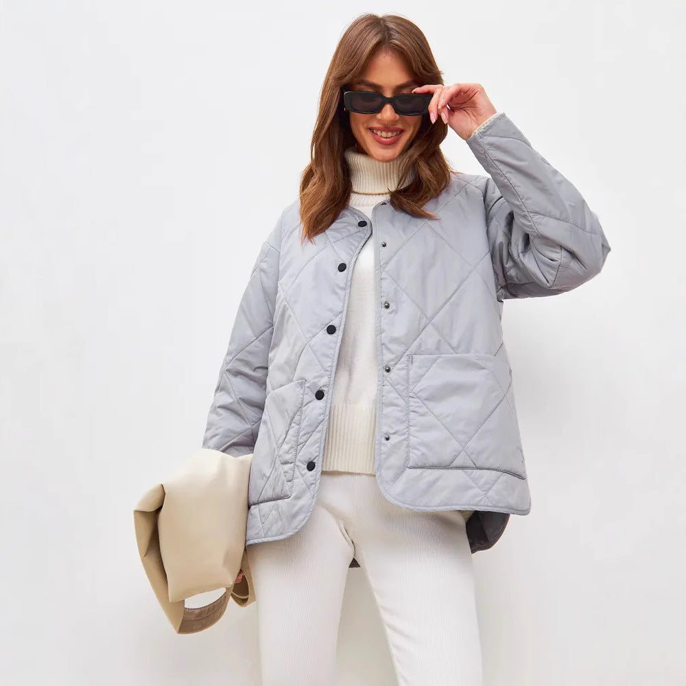 Damen gesteppte Freizeitjacke mit hoch geschlossenem Kragen und modischem Schnitt R&B