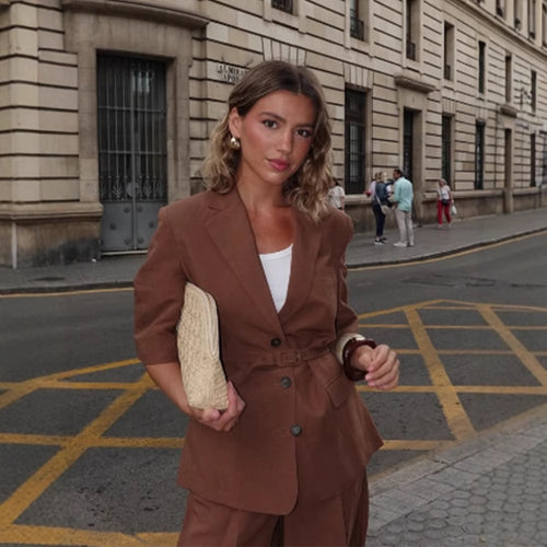 Damen eleganter Blazer mit Gürtel R&B