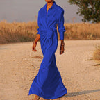 Damen Elegantes Wickel-Maxi-Kleid mit vielseitigem Kragen und seitlichem Schlitz R&B