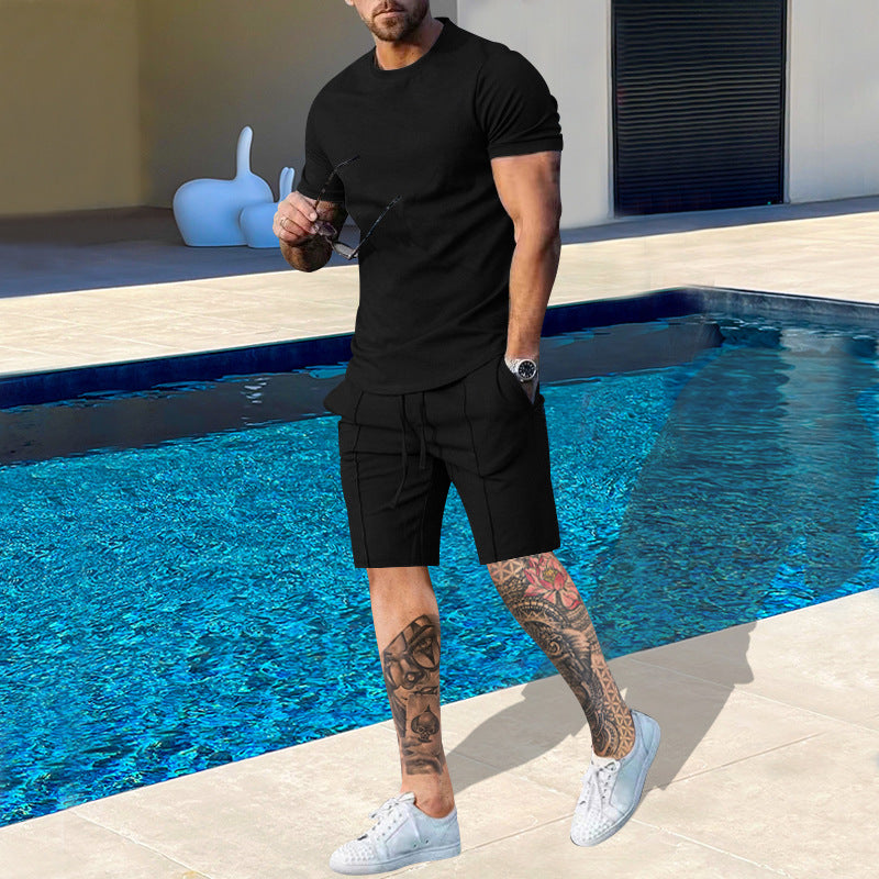 Herren Sportliches Kurzarm-Set aus atmungsaktivem Material mit elastischem Bund und seitlichen Taschen R&B