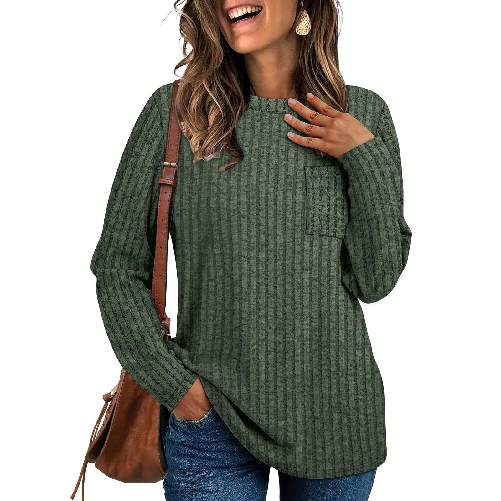 Damen lässiges Langarmshirt mit Streifen R&B