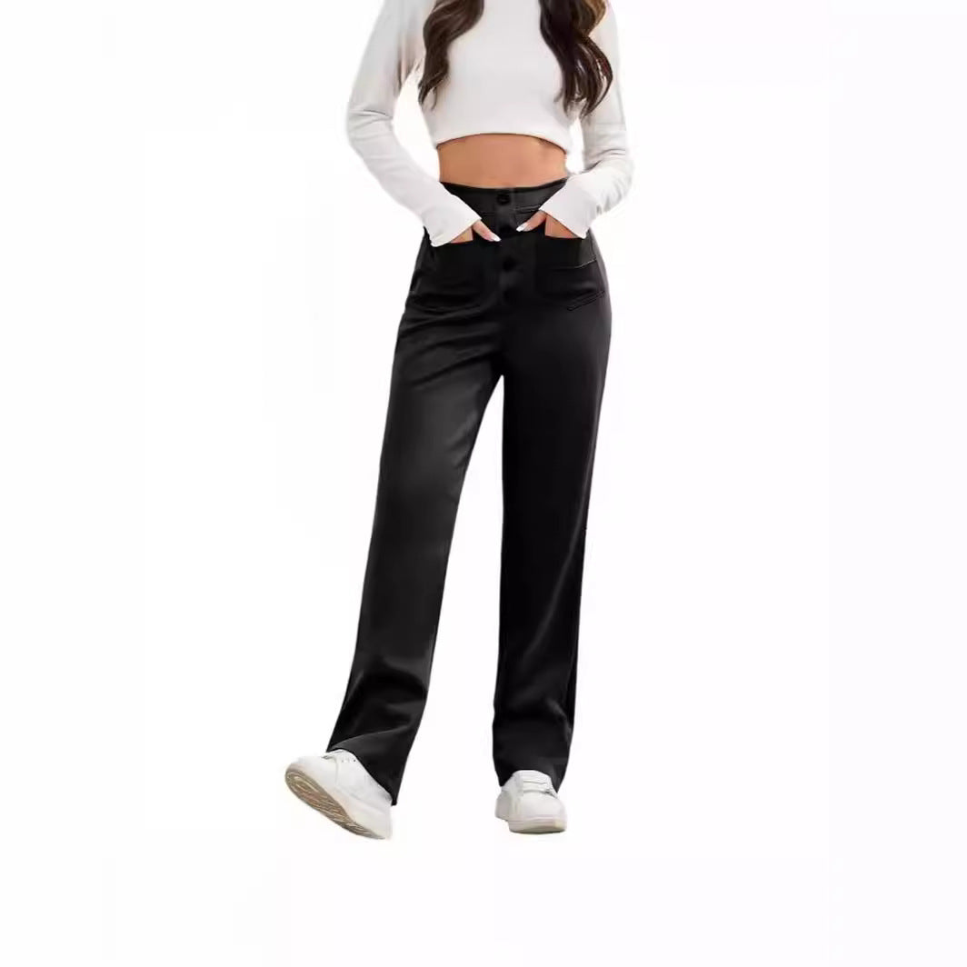 Damen Hochtaillierte Chinohosen mit Knopfleiste R&B
