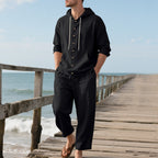Herren lässiges Kapuzenshirt und bequeme Freizeithose im Set R&B
