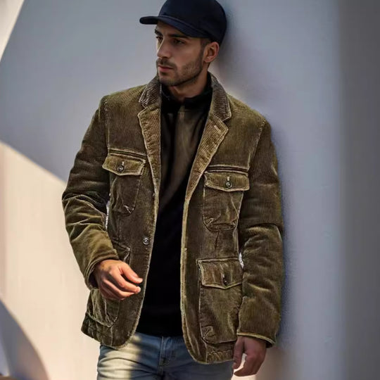 Herren modischer Cordblazer mit aufgesetzten Taschen R&B