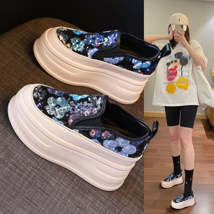 Damen Plateausneakers mit funkelnden Pailletten und elastischem Einschlupf R&B