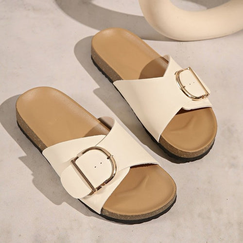 Damen bequeme Slides mit modischem Schnallen-Design R&B