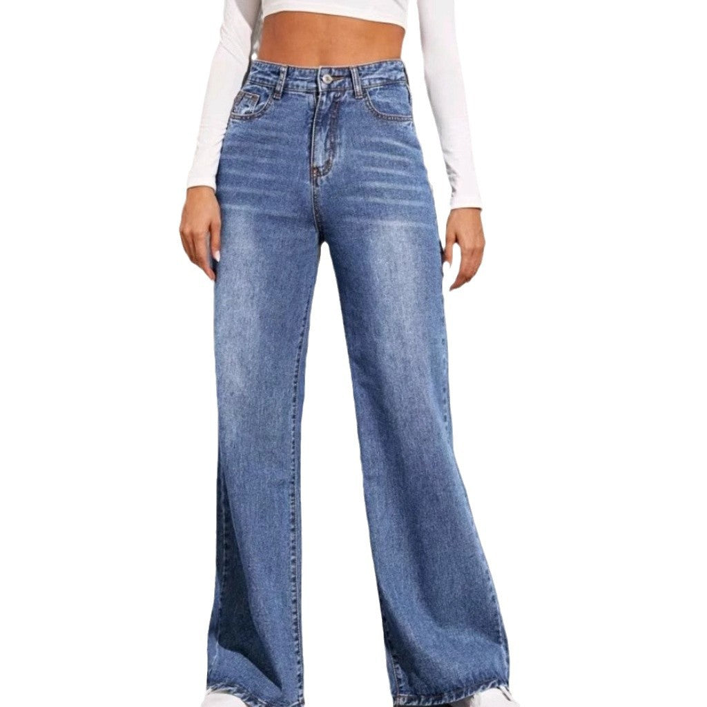 Damen Weit geschnittene Jeans mit hohem Bund R&B