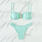 Damen Bandeau-Bikini mit dekorativem Ringdetail R&B