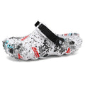 Damen modische Clogs mit einzigartigem grafischen Design und verstellbarem Riemen