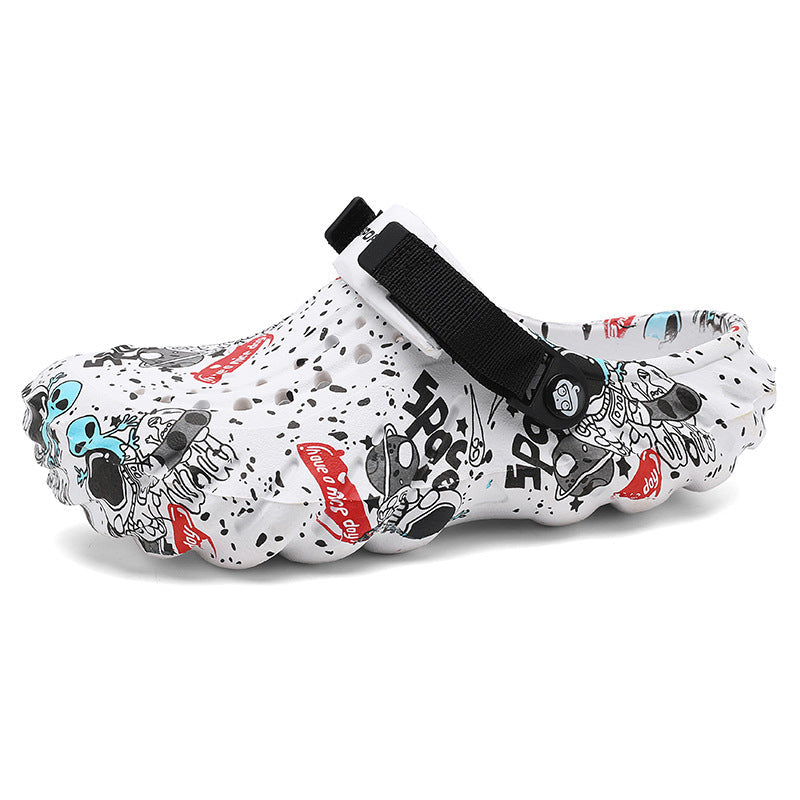 Damen modische Clogs mit einzigartigem grafischen Design und verstellbarem Riemen