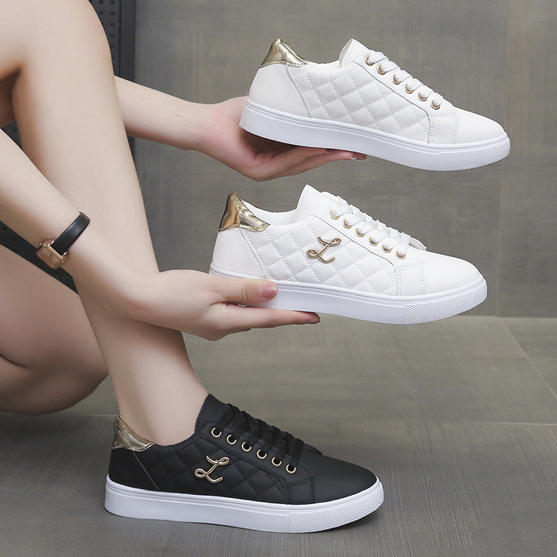 Damen Modische Sneakers mit gestepptem Obermaterial und goldenen Akzenten R&B