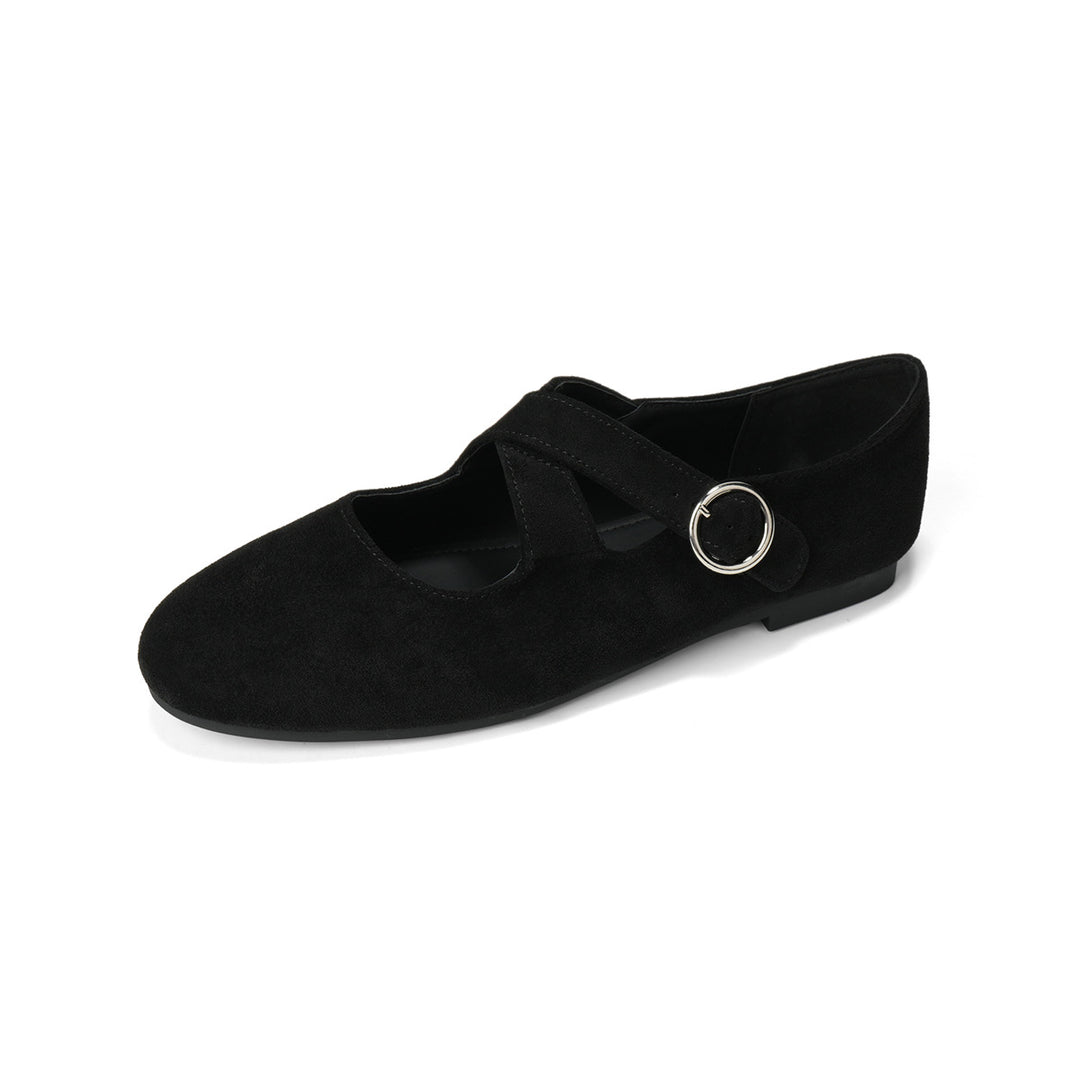 Damen Ballerinas mit modernem Riemen und eleganter Schnalle R&B