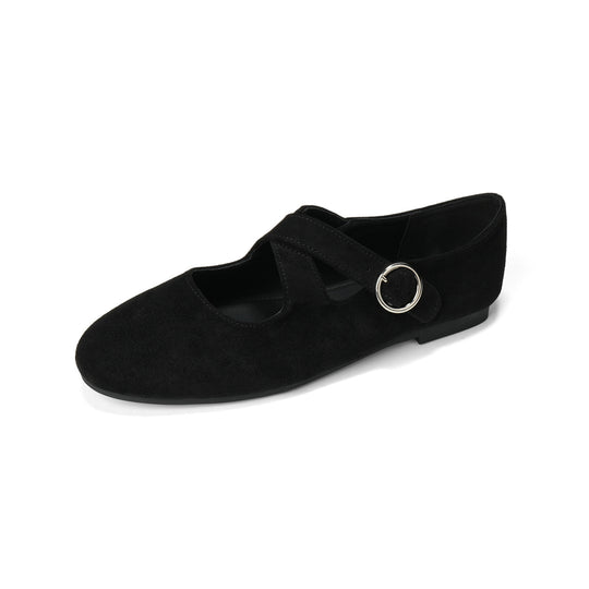 Damen Ballerinas mit modernem Riemen und eleganter Schnalle R&B