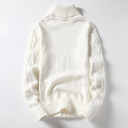 Herren Strickpullover mit Rollkragen und Zopfmuster R&B