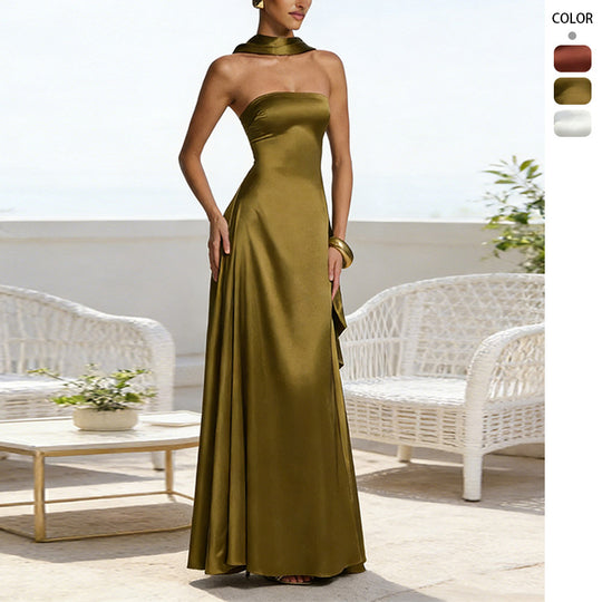 Damen Elegantes und schulterfreies Abendkleid mit fließendem Fall R&B