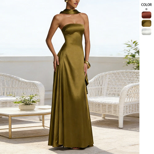 Damen Elegantes und schulterfreies Abendkleid mit fließendem Fall R&B