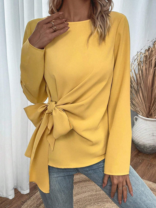 Damen Elegantes Blusenshirt mit seitlichem Knoten R&B