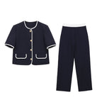 Damen modisches Set mit eleganter Jacke und weit geschnittenen Hosen R&B