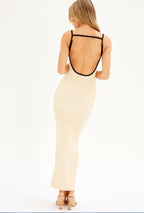 Damen Maxikleid mit schmalem Rippmuster und verstellbaren Spaghettiträgern R&B