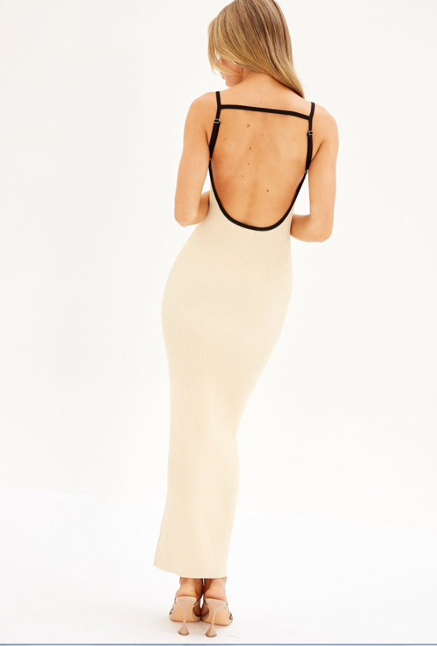 Damen Maxikleid mit schmalem Rippmuster und verstellbaren Spaghettiträgern R&B