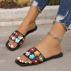 Damen modische Badeschuhe mit Raffung und animalischem Muster R&B
