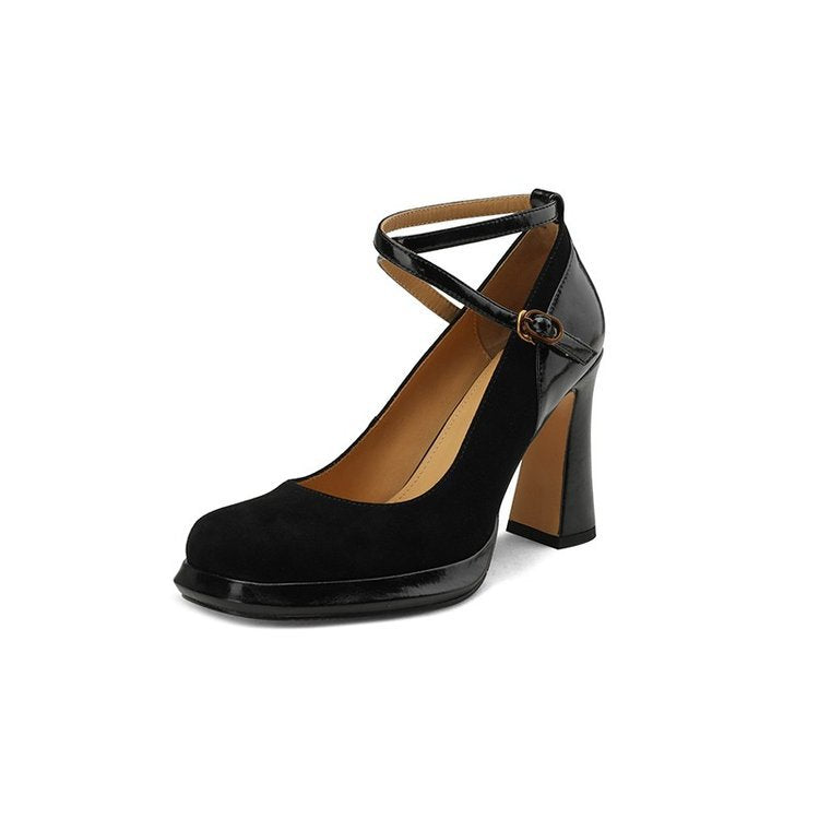 Damen elegante High-Heel-Pumps mit modischem Riemchen R&B
