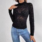 Damen Langarmshirt mit modernem Leopardenmuster R&B