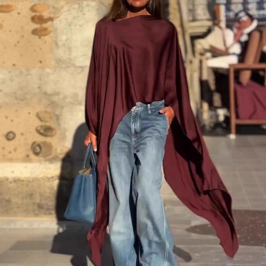 Damen luftige Tunika mit asymmetrischem Schnitt R&B