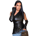 Damen Elegantes Top mit asymmetrischem Design und langen Armabschlüssen R&B