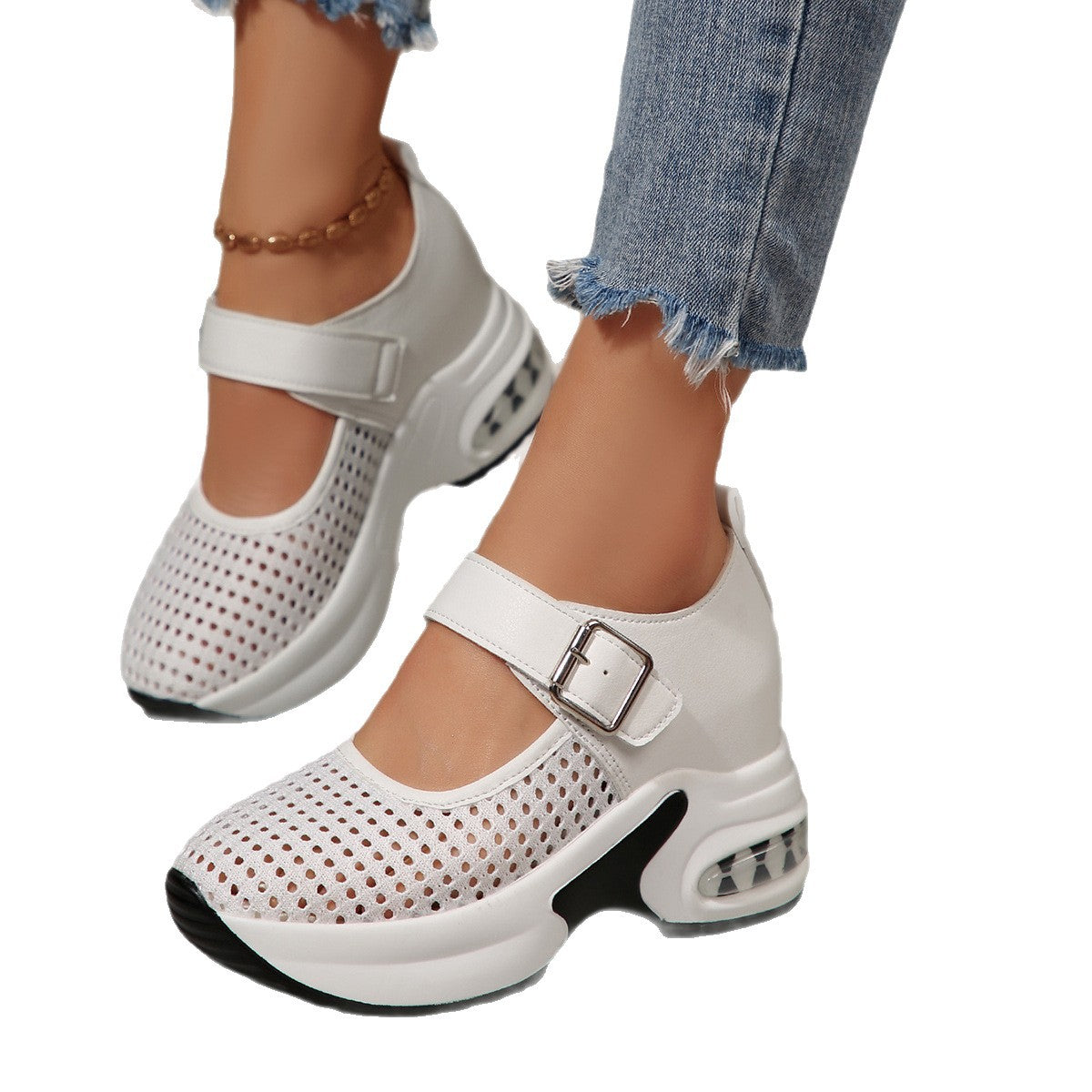 Damen Atmungsaktive Sneaker mit verstellbarem Riemen und dämpfendem Fußbett R&B