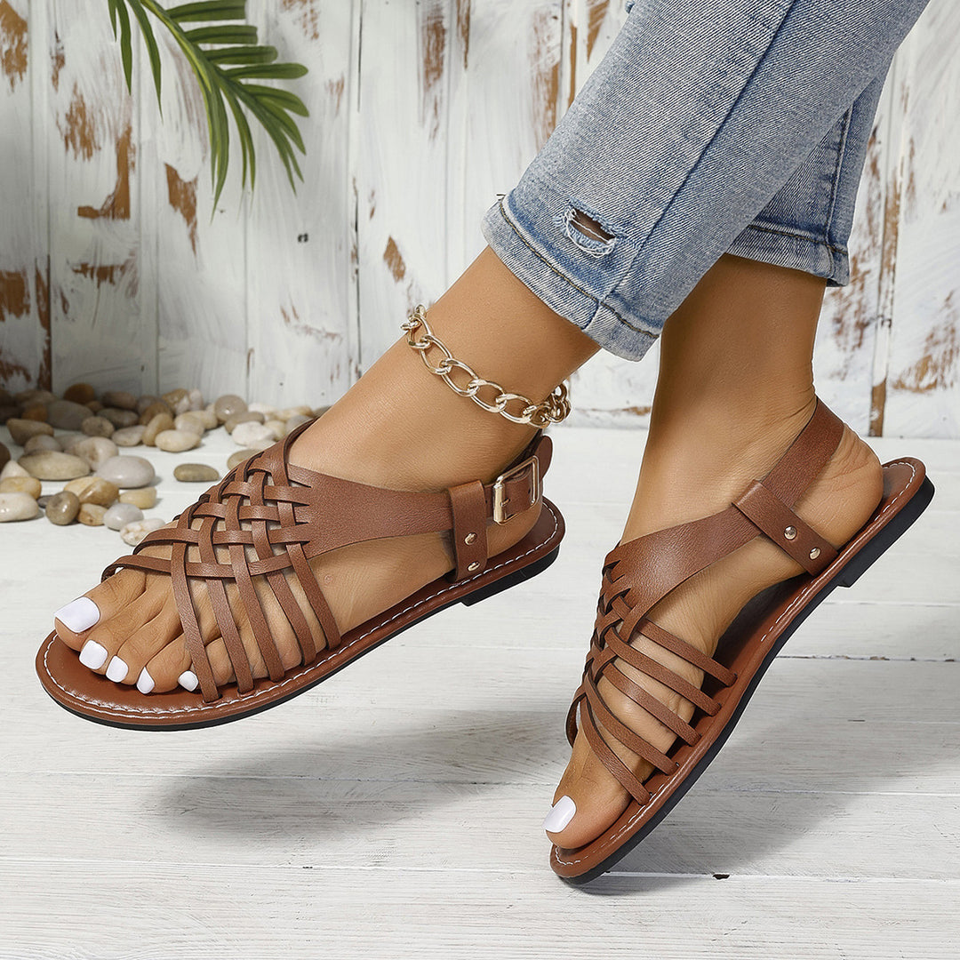Damen Geflochtene Sandalen mit anatomischem Fußbett und verstellbarem Riemen R&B