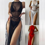 Damen Langarm-Strandkleid mit verstellbaren Schnürungen
