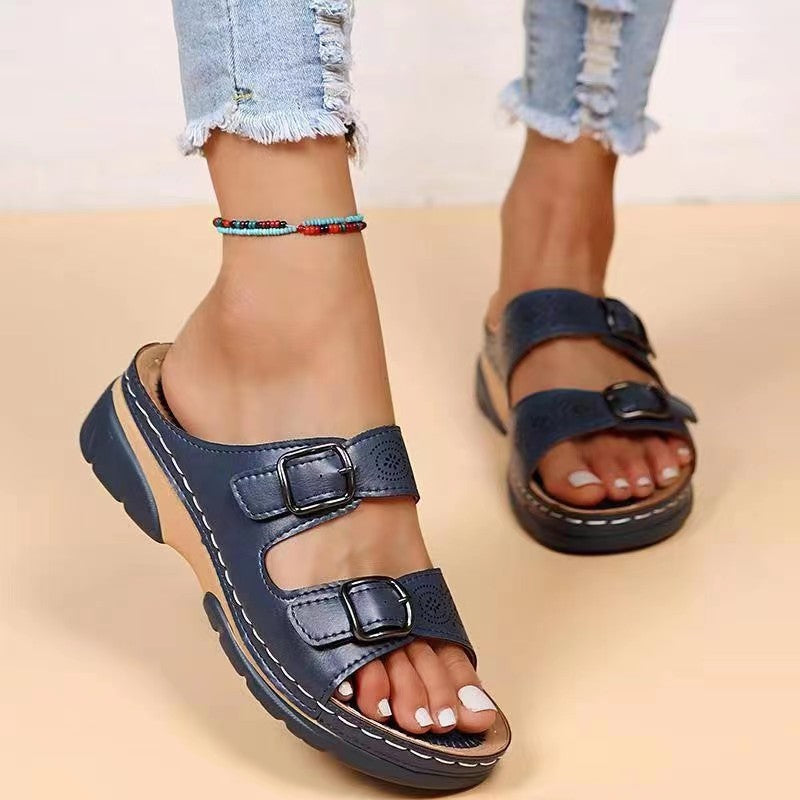 Damen Komfortable Riemchensandalen mit verstellbaren Schnallen und ergonomischem Fußbett R&B