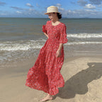 Damen fließendes Maxikleid mit schickem Paisleymuster und Taillenbindung R&B